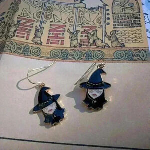 Witch Hat Earrings  - Black